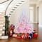 White-Pink PVC Christmas Tree with Flocked Tips and Folding Metal Stand